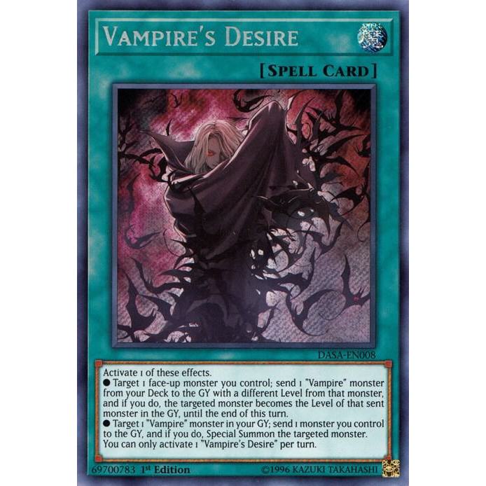 [ Bài Yugioh Chính Hãng ] Vampire's Desire - DASA-EN008 - Secret Rare 1st Edition