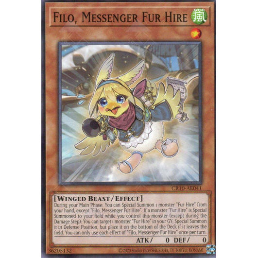 [ Bài Yugioh Chính Hãng ] CR10-AE041 Filo, Messenger Fur Hire - Common