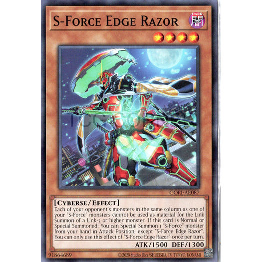 [ Bài Yugioh Chính Hãng ] CORI-AE087 S-Force Edge Razor - Common