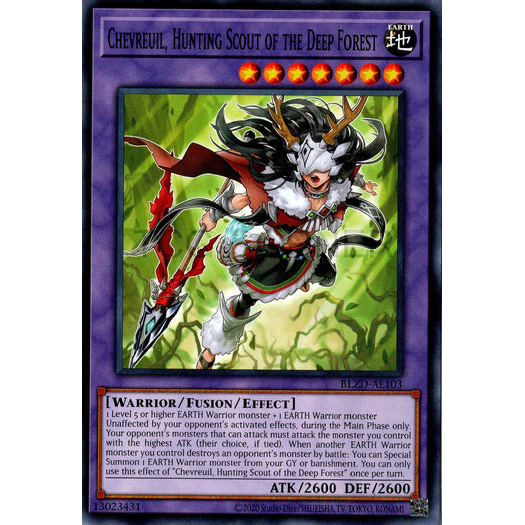 [ Bài Yugioh Chính Hãng ] BLZD-AE103 Chevreuil, Hunting Scout of the Deep Forest - Common