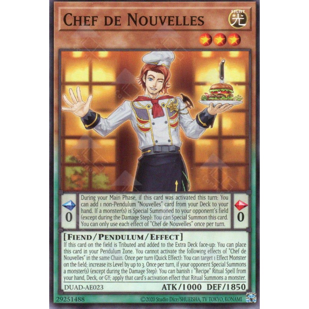[ Bài Yugioh Chính Hãng ] DUAD-AE023 Chef de Nouvelles - Common