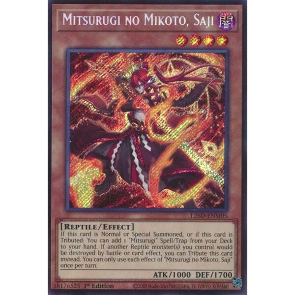 [ Bài Yugioh Chính Hãng ] Mitsurugi no Mikoto, Saji - L26D-ENM05 - Secret Rare