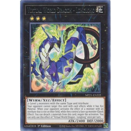 [ Bài Yugioh Chính Hãng ] Virtual World Dragon - Longlong - MP21-EN222 - Rare 1st Edition