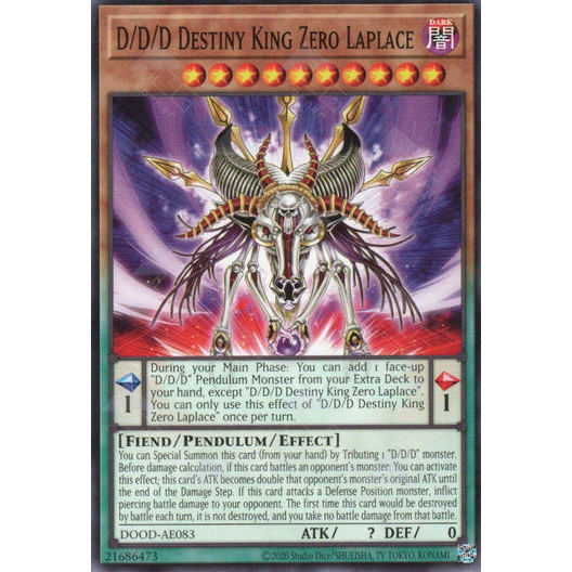[ Bài Yugioh Chính Hãng ] DOOD-AE083 D/D/D Destiny King Zero Laplace - Common
