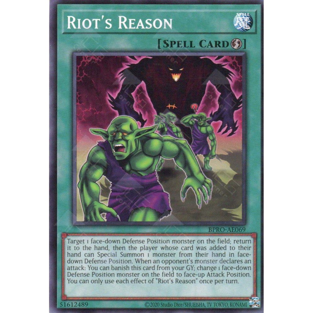 [ Bài Yugioh Chính Hãng ] BPRO-AE069 Riot's Reason - Common