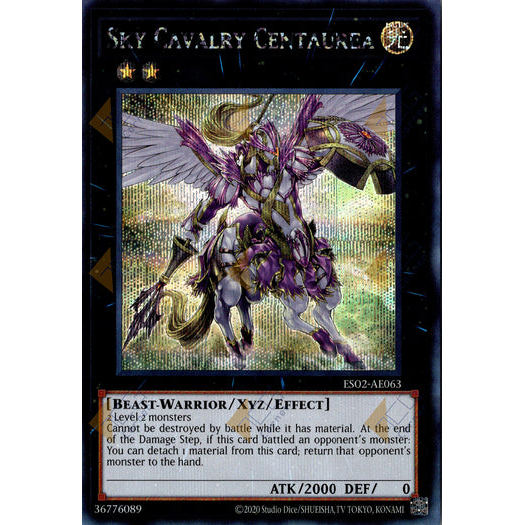 [ Bài Yugioh Chính Hãng ] ES02-AE063 Sky Cavalry Centaurea - Secret Rare