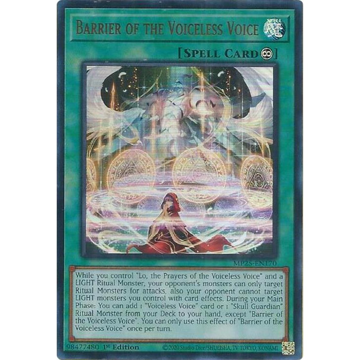 [ Bài Yugioh Chính Hãng ] Barrier of the Voiceless Voice - MP25-EN170 - Ultra Rare 1st Edition