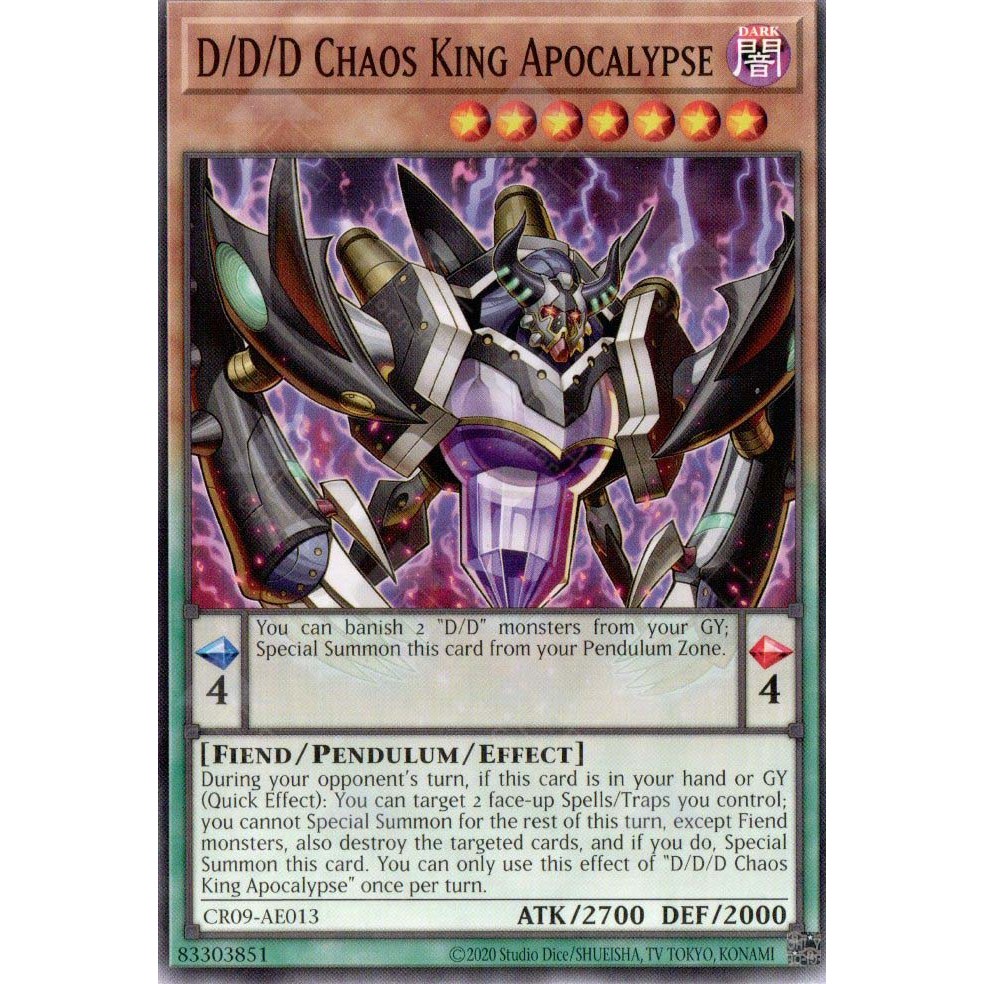 [ Bài Yugioh Chính Hãng ] CR09-AE013 D/D/D Chaos King Apocalypse - Common