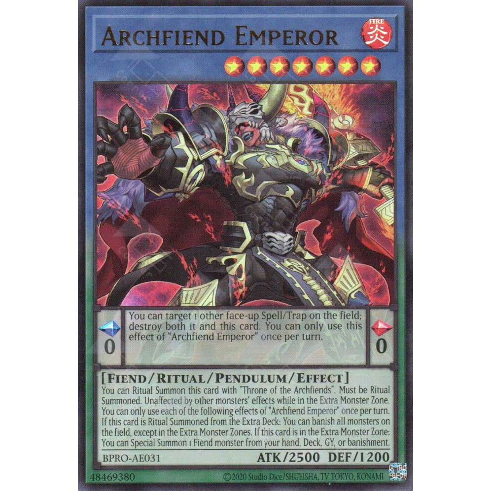 [ Bài Yugioh Chính Hãng ] BPRO-AE031 Archfiend Emperor - Ultra Rare