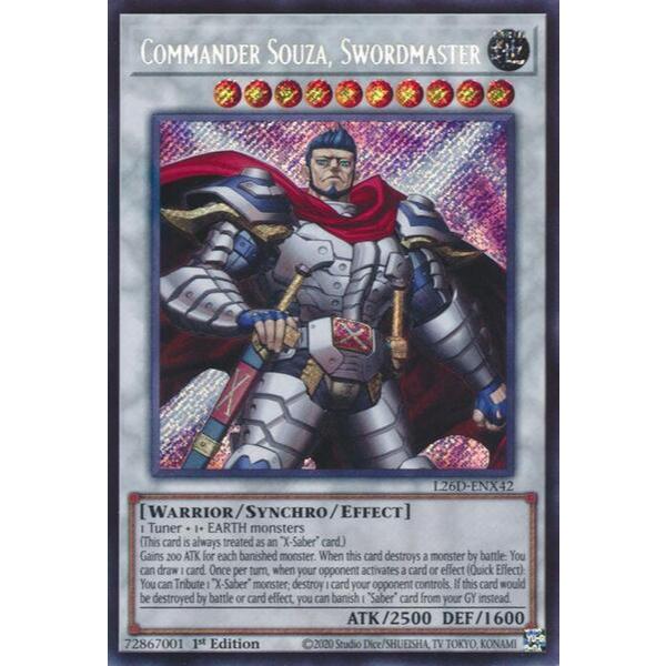 [ Bài Yugioh Chính Hãng ] Commander Souza, Swordmaster - L26D-ENX42 - Secret Rare