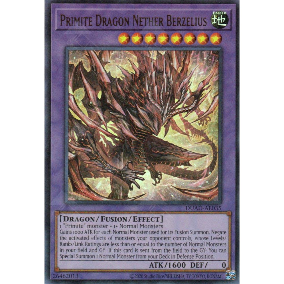 [ Bài Yugioh Chính Hãng ] DUAD-AE035 Primite Dragon Nether Berzelius - Ultra Rare