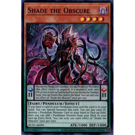 [ Bài Yugioh Chính Hãng ] BLZD-AE096 Shade the Obscure - Super Rare