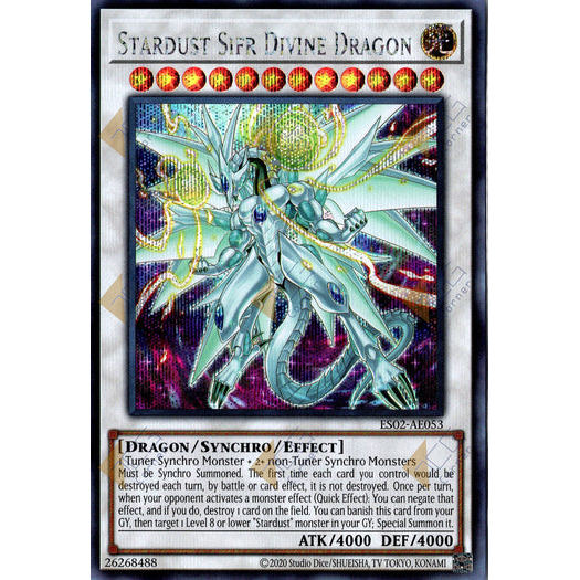 [ Bài Yugioh Chính Hãng ] ES02-AE053 Stardust Sifr Divine Dragon - Secret Rare