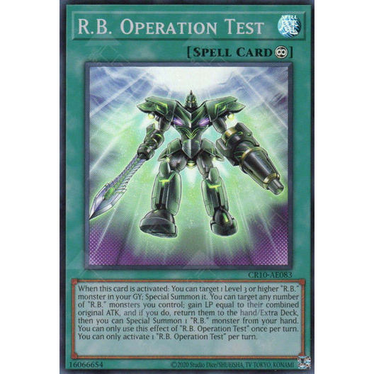 [ Bài Yugioh Chính Hãng ] CR10-AE083 R.B. Operation Test - Super Rare