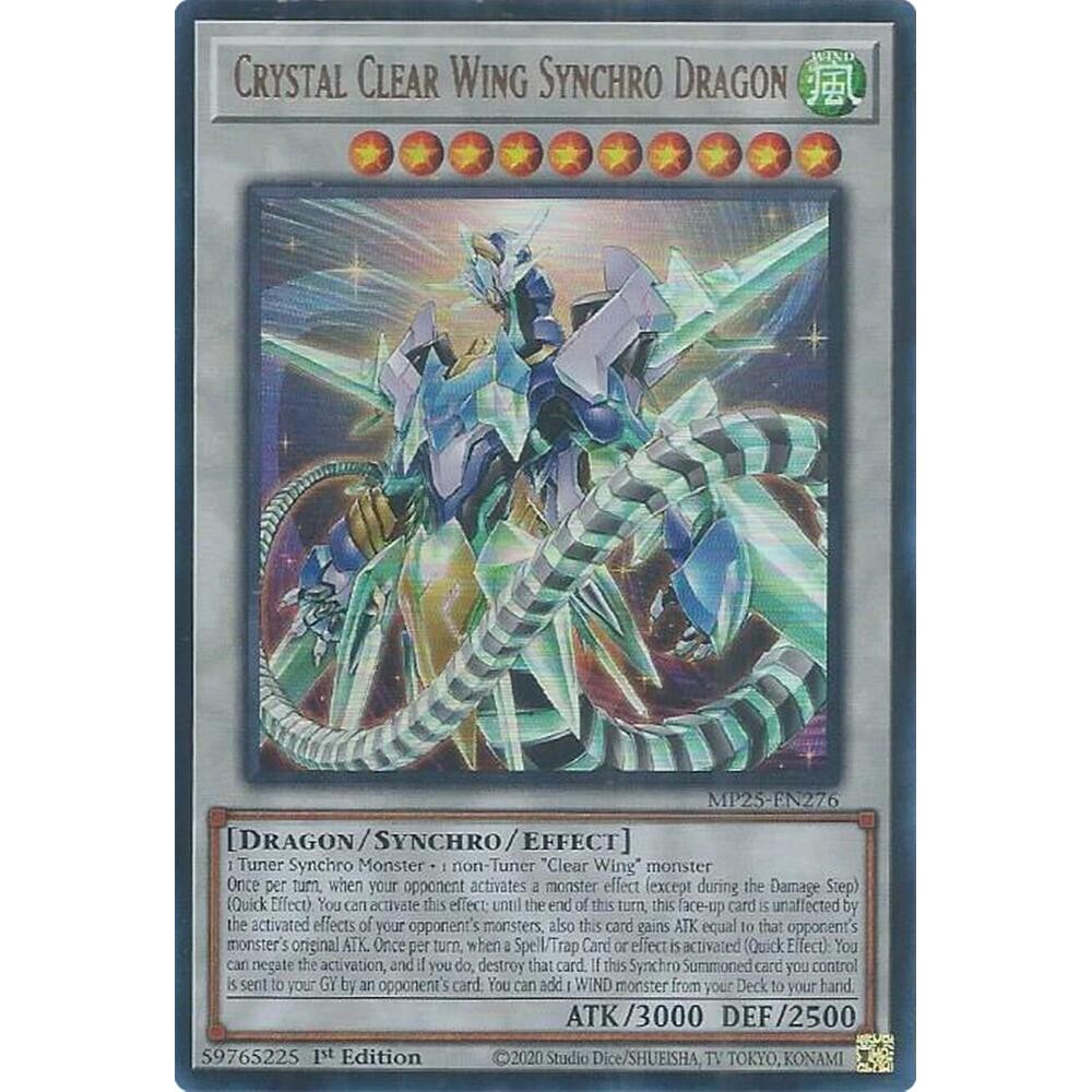 [ Bài Yugioh Chính Hãng ] Crystal Clear Wing Synchro Dragon - MP25-EN276 - Ultra Rare 1st Edition