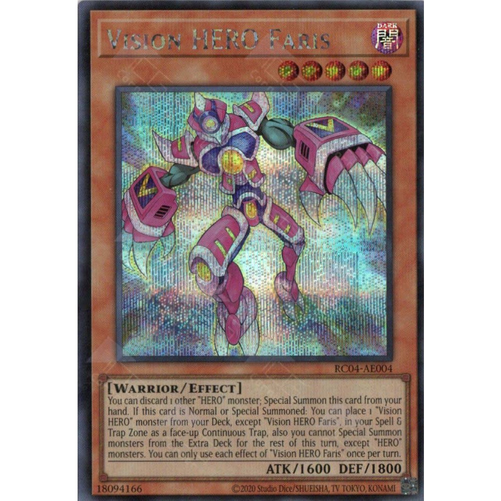 [ Bài Yugioh Chính Hãng ] Vision HERO Faris - RC04-AE004