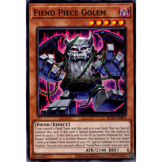 [ Bài Yugioh Chính Hãng ] BLZD-AE003 Fiend Piece Golem - Common