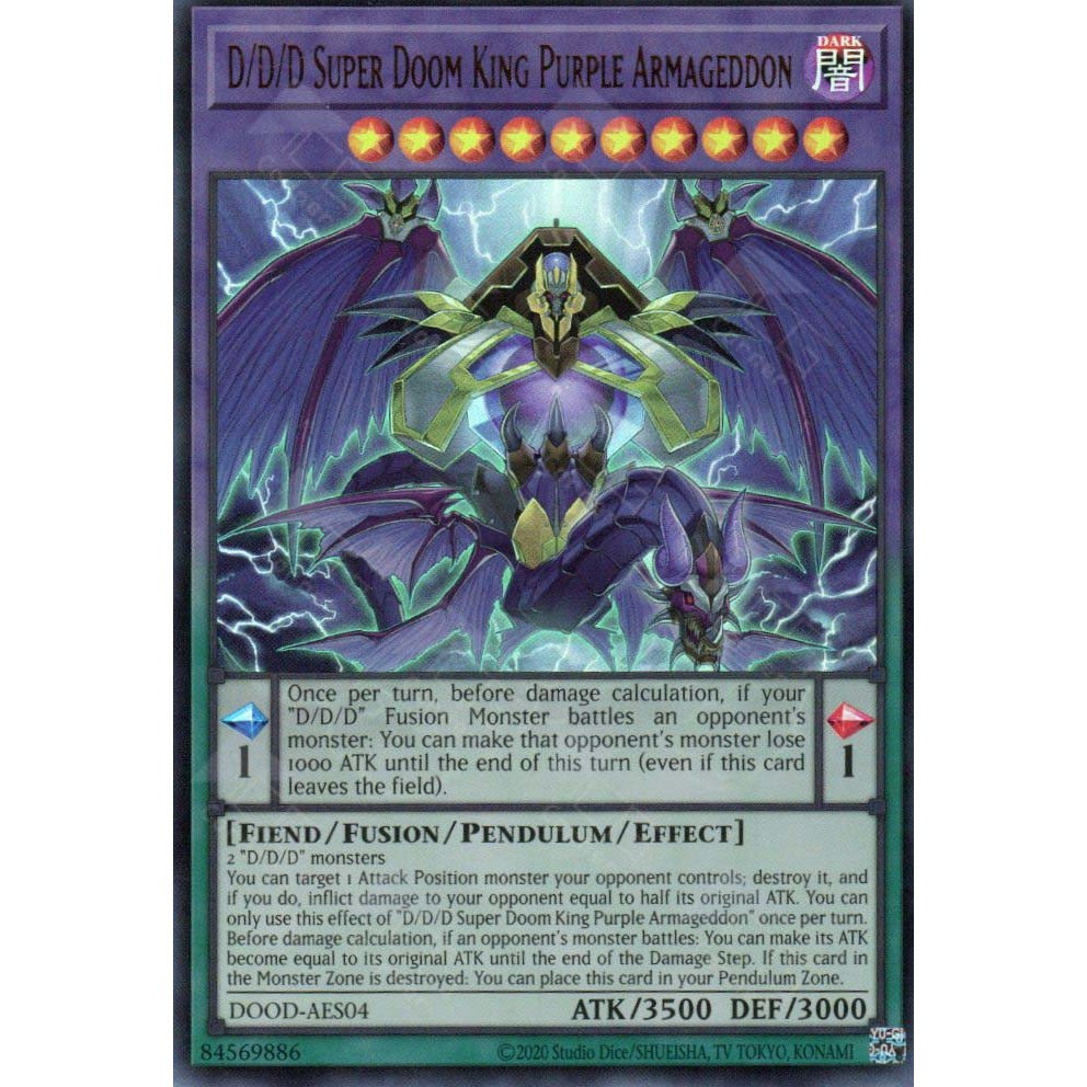 [ Bài Yugioh Chính Hãng ] DOOD-AES04 D/D/D Super Doom King Purple Armageddon (UR)