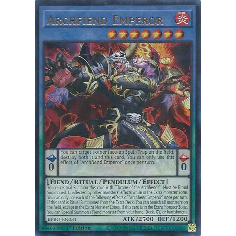 [ Bài Yugioh Chính Hãng ] Archfiend Emperor - BPRO-EN031 - Ultra Rare 1st Edition