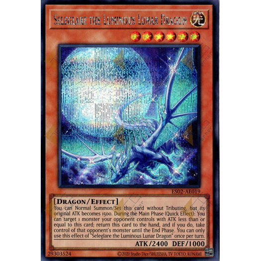 [ Bài Yugioh Chính Hãng ] ES02-AE019 Seleglare the Luminous Lunar Dragon - Secret Rare