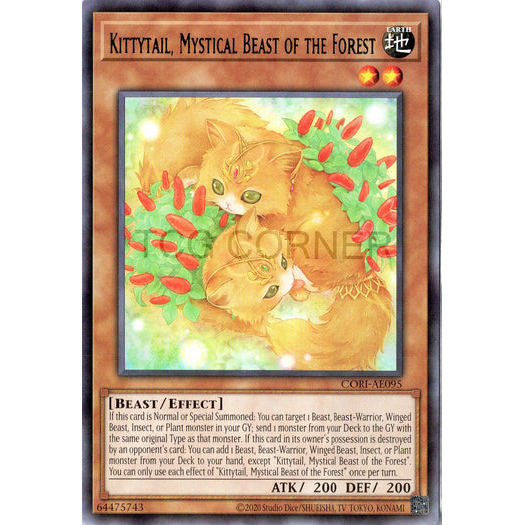 [ Bài Yugioh Chính Hãng ] CORI-AE095 Kittytail, Mystical Beast of the Forest - Rare