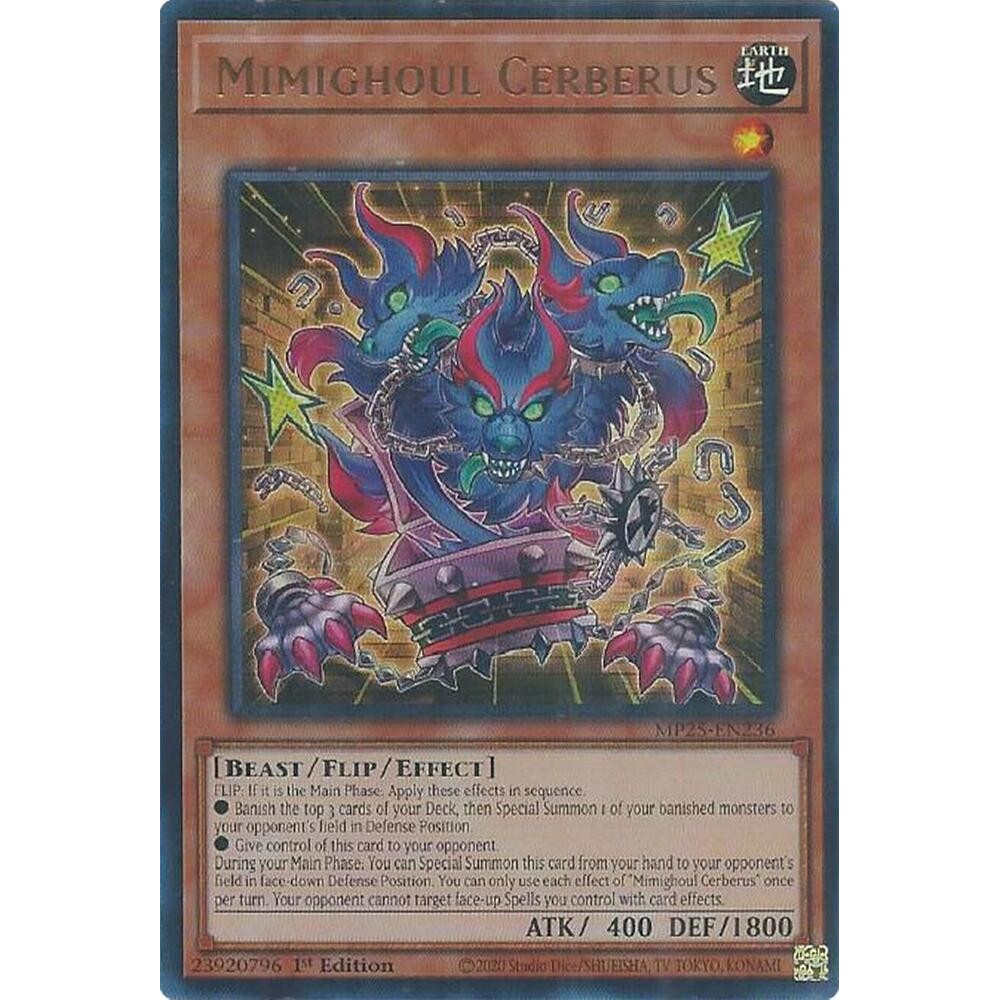 [ Bài Yugioh Chính Hãng ] Mimighoul Cerberus - MP25-EN236 - Ultra Rare 1st Edition