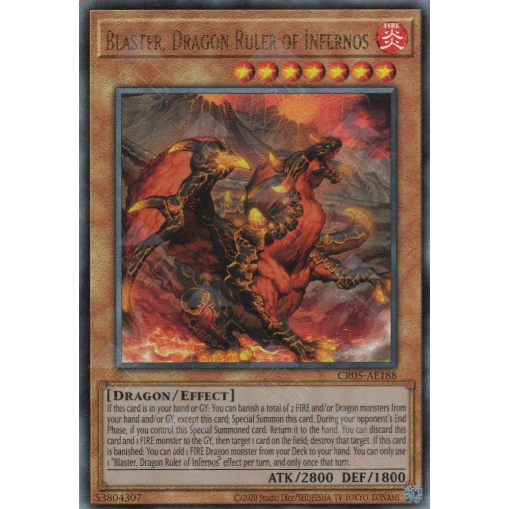 [ Bài Yugioh Chính Hãng ] CR05-AE188 Blaster, Dragon Ruler of Infernos (UL)