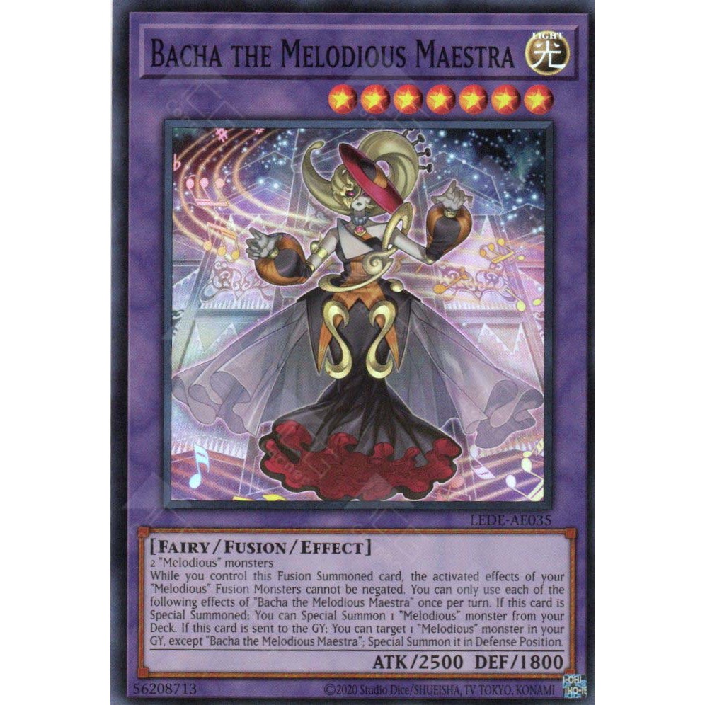 [ Bài Yugioh Chính Hãng ] LEDE-AE035 Bacha the Melodious Maestra (SR)
