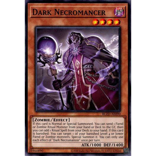 [ Bài Yugioh Chính Hãng ] BLZD-AE090 Dark Necromancer - Common