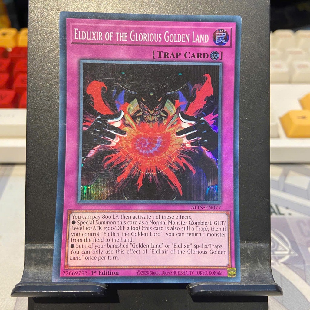 [ Bài Yugioh Chính Hãng ] Eldlixir of the Glorious Golden Land - ALIN-EN077 - Super Rare 1st Edition
