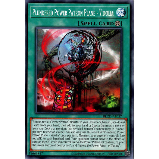 [ Bài Yugioh Chính Hãng ] BLZD-AE057 Plundered Power Patron Plane - Vidolia - Common