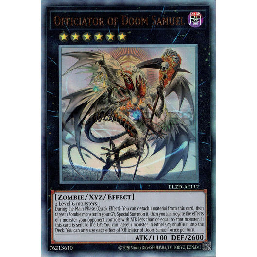 [ Bài Yugioh Chính Hãng ] BLZD-AE112 Officiator of Doom Samuel - Ultimate Rare