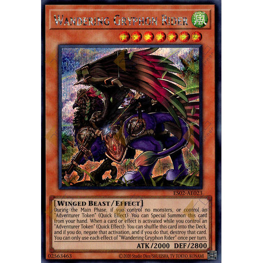 [ Bài Yugioh Chính Hãng ] ES02-AE023 Wandering Gryphon Rider - Secret Rare