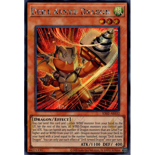 [ Bài Yugioh Chính Hãng ] ES02-AE032 Drill Armed Dragon - Secret Rare