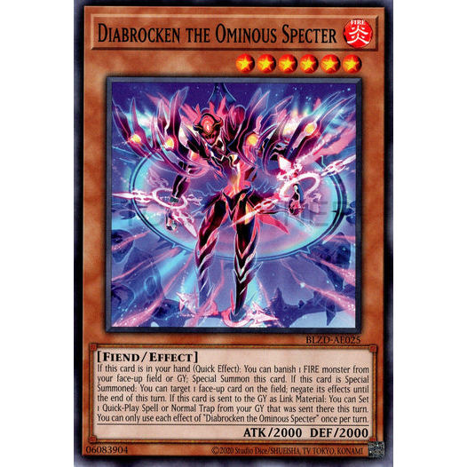 [ Bài Yugioh Chính Hãng ] BLZD-AE025 Diabrocken the Ominous Specter - Common