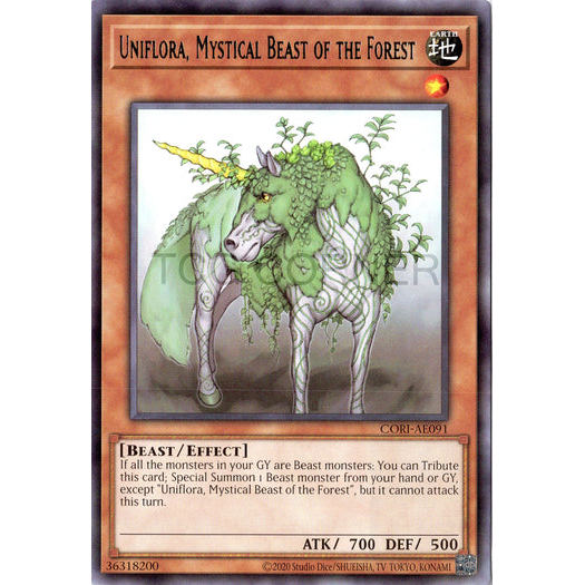 [ Bài Yugioh Chính Hãng ] CORI-AE091 Uniflora, Mystical Beast of the Forest - Rare