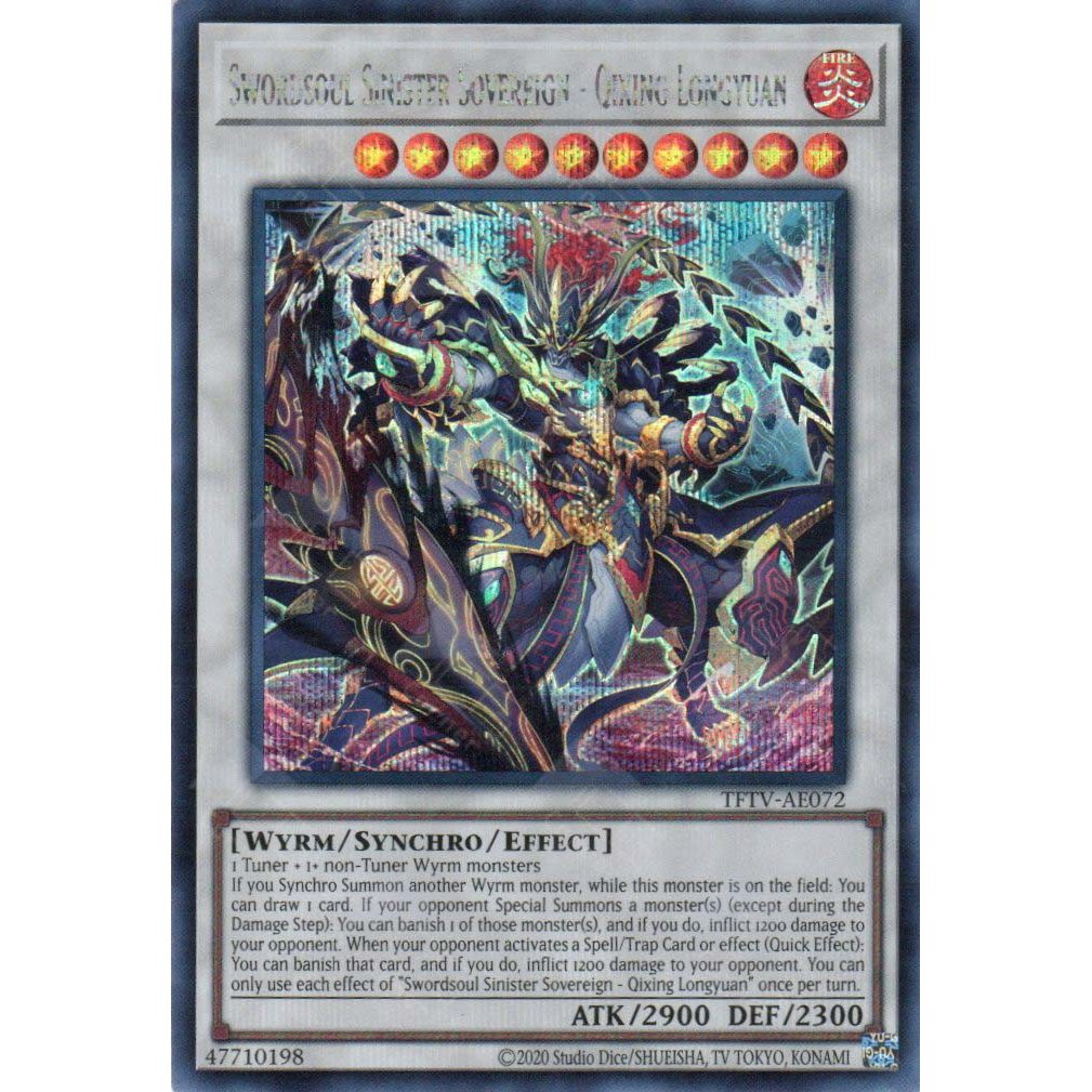 [ Bài Yugioh Chính Hãng ] TFTV-AE072 Swordsoul Sinister Sovereign - Qixing Longyuan - Secret Rare