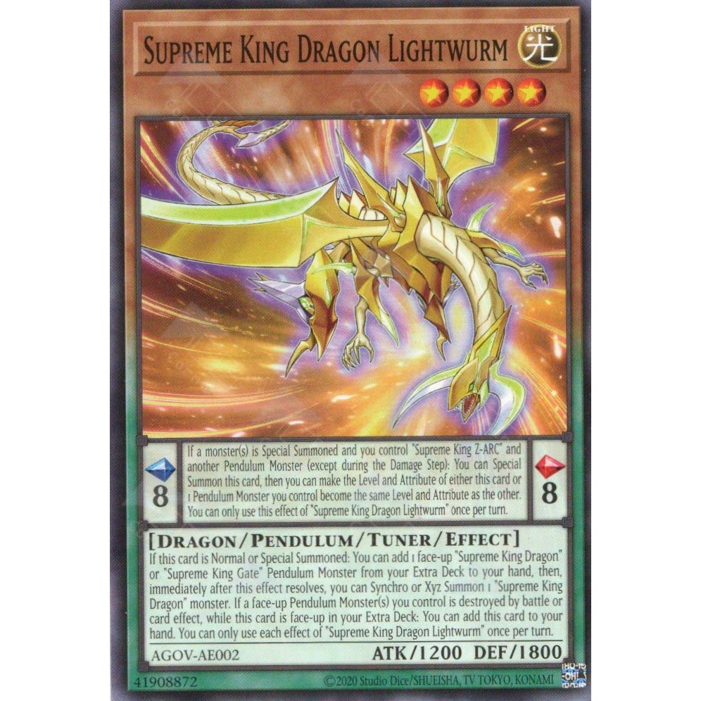 [ Bài Yugioh Chính Hãng ] Supreme King Dragon Lightwurm - AGOV-AE002 - Common