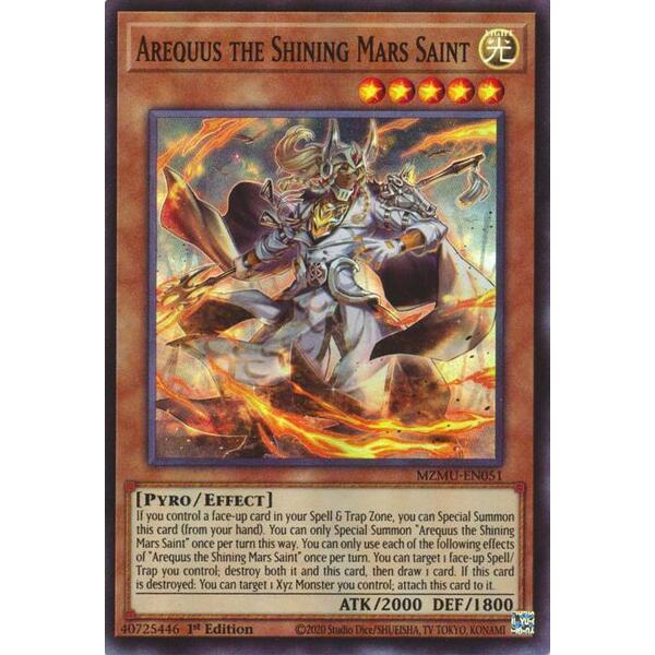 [ Bài Yugioh Chính Hãng ] Arequus the Shining Mars Saint - MZMU-EN051 - Super Rare 1st Editon