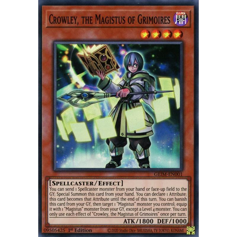 [ Bài Yugioh Chính Hãng ] Crowley, the Magistus of Grimoires - GEIM-EN001 - Super Rare 1st Edition