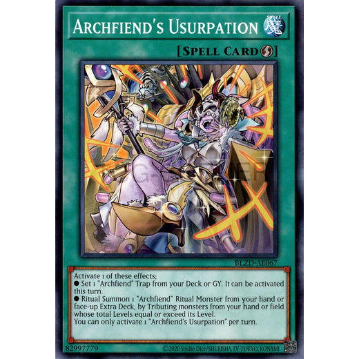 [ Bài Yugioh Chính Hãng ] BLZD-AE067 Archfiend's Usurpation - Common