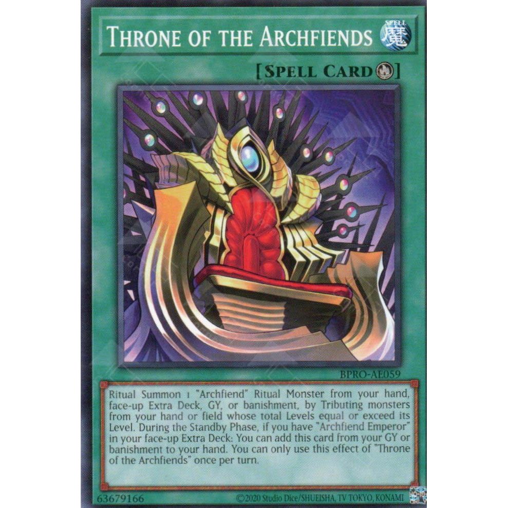 [ Bài Yugioh Chính Hãng ] BPRO-AE059 Throne of the Archfiends - Common