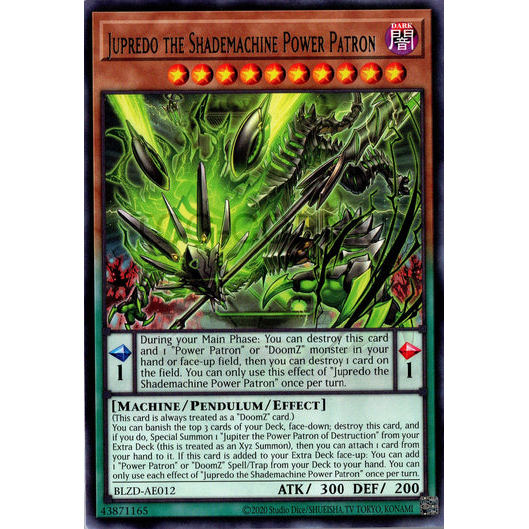 [ Bài Yugioh Chính Hãng ] BLZD-AE012 Jupredo the Shademachine Power Patron - Rare