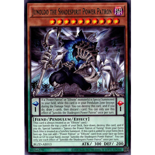 [ Bài Yugioh Chính Hãng ] BLZD-AE013 Junoldo the Shadespirit Power Patron - Rare