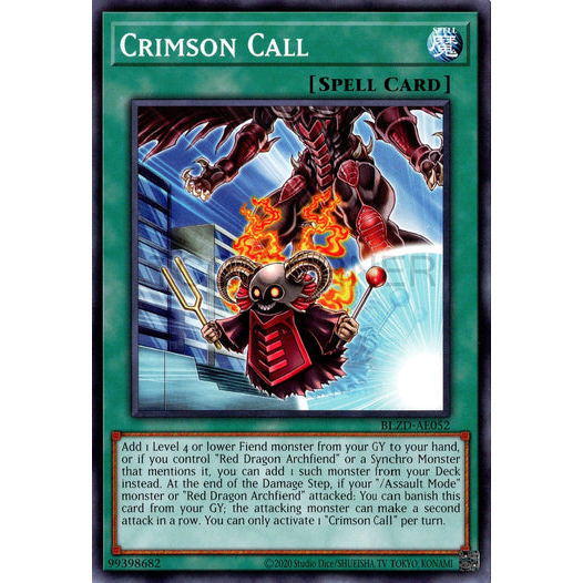 [ Bài Yugioh Chính Hãng ] BLZD-AE052 Crimson Call - Common