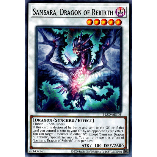 [ Bài Yugioh Chính Hãng ] BLZD-AE105 Samsara, Dragon of Rebirth - Common