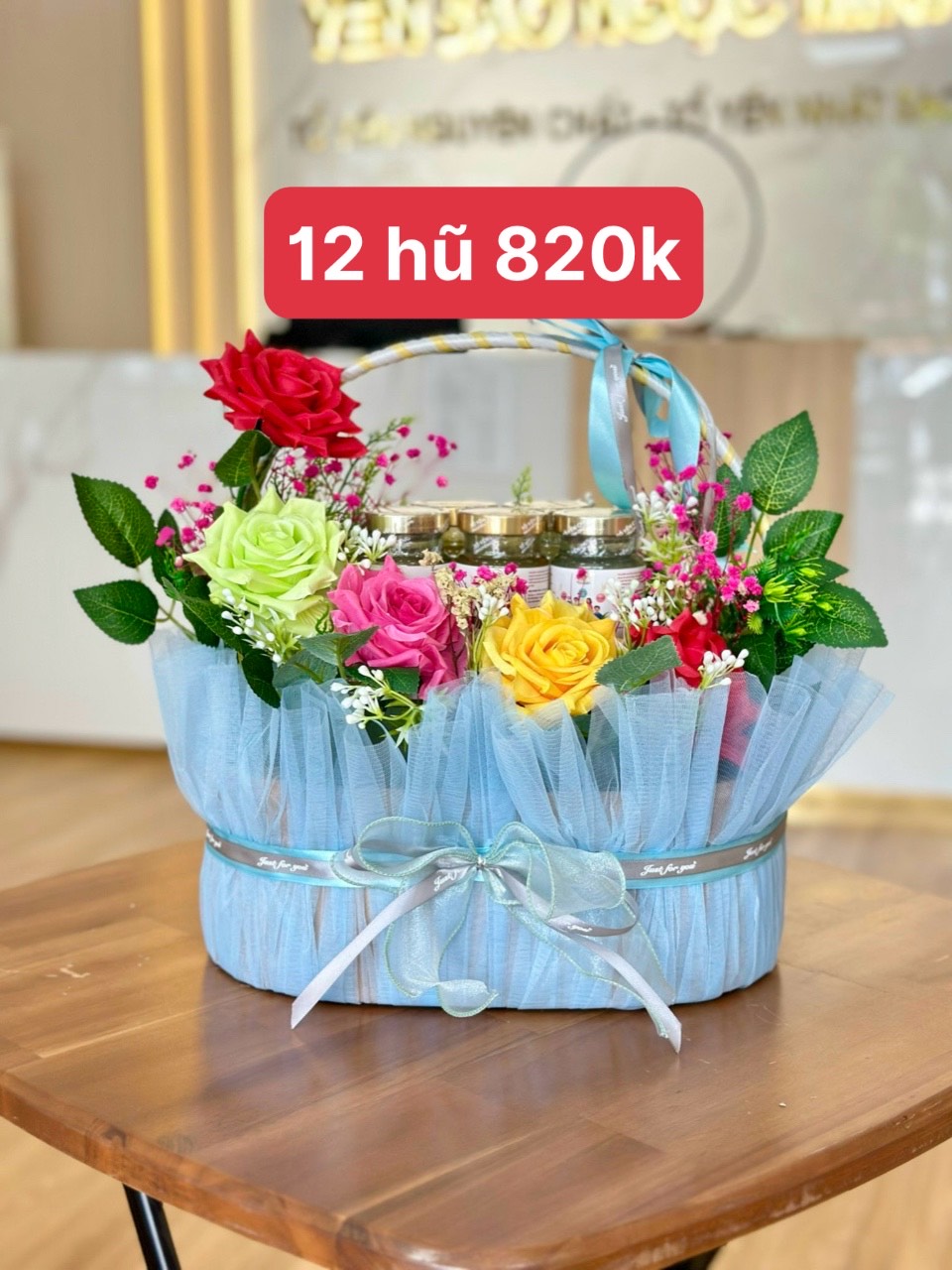SET HOA YẾN 12H (GIỎ 3) -Có hủ