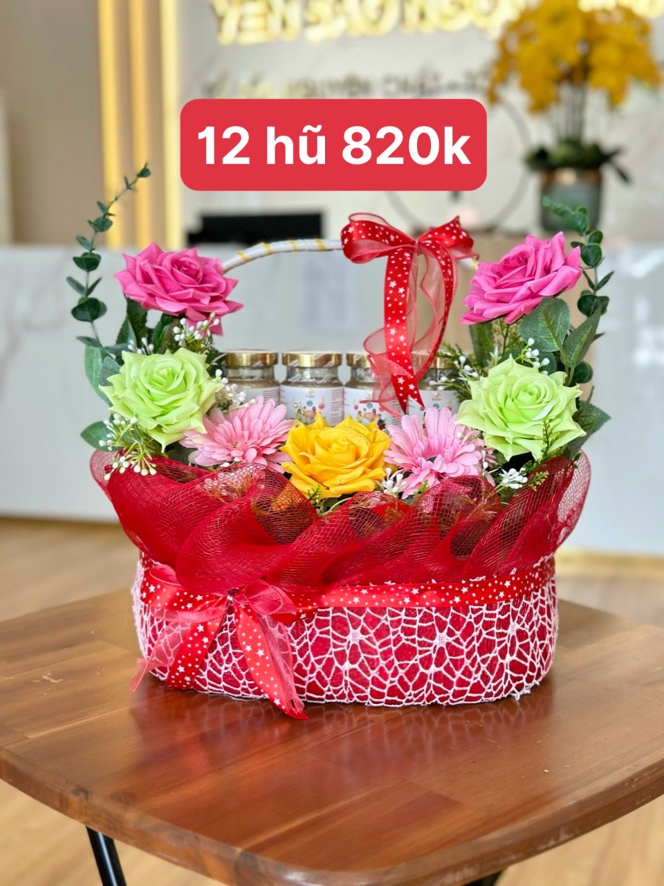 SET HOA YẾN 12H (GIỎ 3) -Có hủ