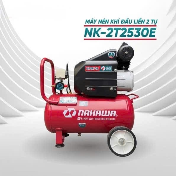 Máy Nén Khí Đầu Liền 2 Tụ Nakawa 2.5HP NK-2T2530E 30L