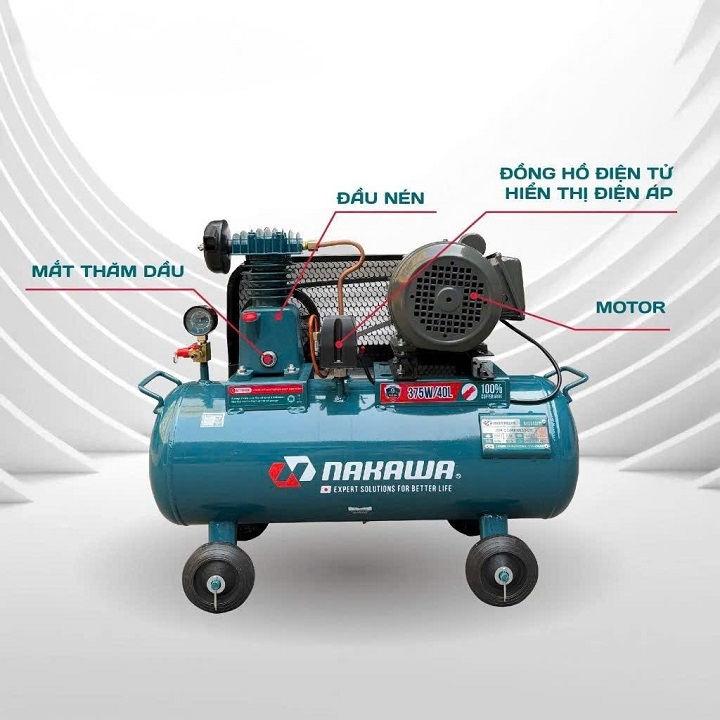 Máy nén khí dây đai NAKAWA 1/2HP NK0540PRO 40L